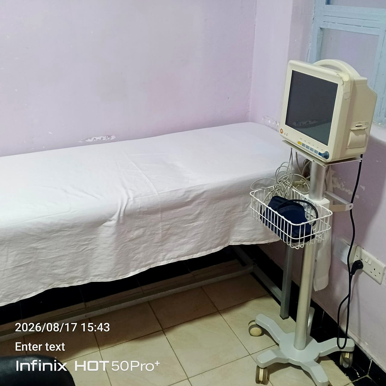 Consultation and examination room with patient monitor at Joska Royal Care Hospital